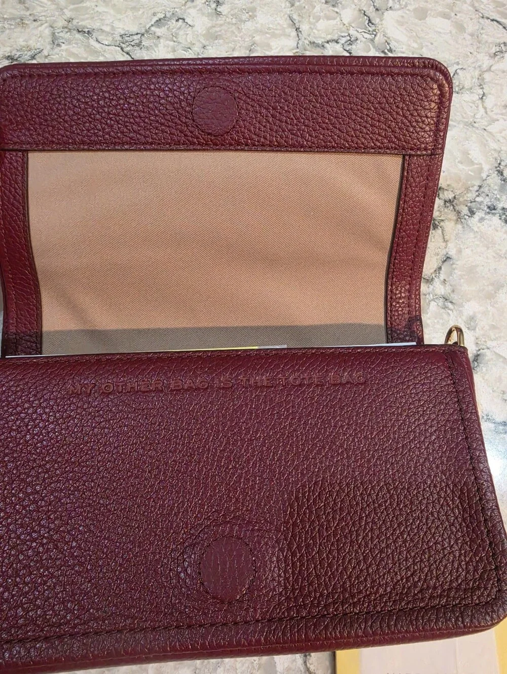 Marc Jacobs The Mini Bag Crossbody in Burgundy Pebble Leather